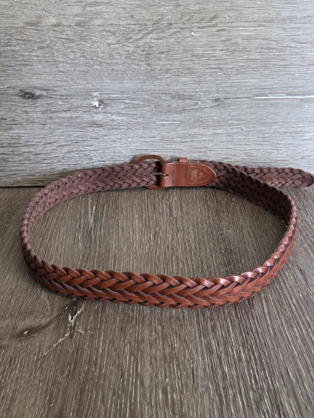Brown Braided Leather Belt - 32